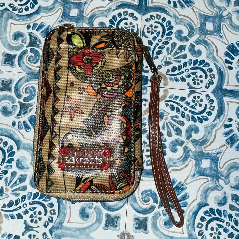 Sakroots Colorful Peace Design Crossbody Wallet Smartphone Pocket Purse